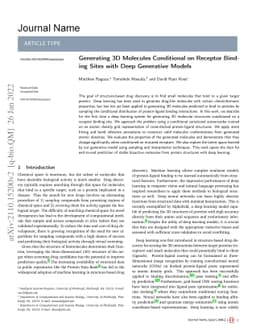 Generating 3D Molecules Conditional on Receptor Binding Sites with Deep
  Generative Models