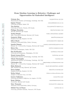 From Machine Learning to Robotics: Challenges and Opportunities for
  Embodied Intelligence
