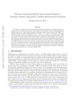 Bayesian Sequential Optimal Experimental Design for Nonlinear Models
  Using Policy Gradient Reinforcement Learning