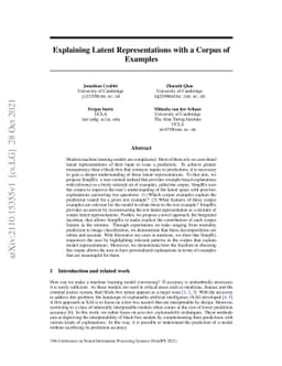 Explaining Latent Representations with a Corpus of Examples