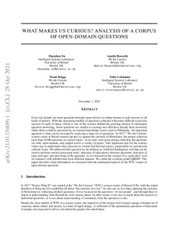 What makes us curious? analysis of a corpus of open-domain questions