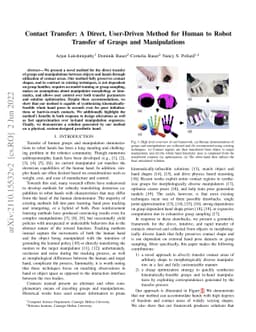 Contact Transfer: A Direct, User-Driven Method for Human to Robot
  Transfer of Grasps and Manipulations