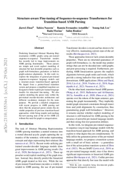 Structure-aware Fine-tuning of Sequence-to-sequence Transformers for
  Transition-based AMR Parsing