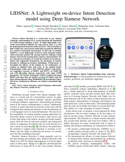 LIDSNet: A Lightweight on-device Intent Detection model using Deep
  Siamese Network