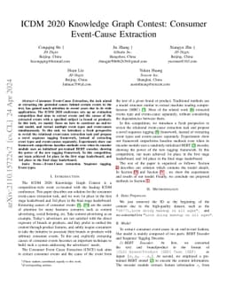 ICDM 2020 Knowledge Graph Contest: Consumer Event-Cause Extraction