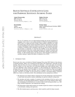 Batch-Softmax Contrastive Loss for Pairwise Sentence Scoring Tasks