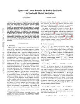 Upper and Lower Bounds for End-to-End Risks in Stochastic Robot
  Navigation