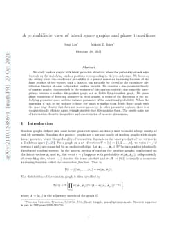 A probabilistic view of latent space graphs and phase transitions