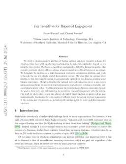 Fair Incentives for Repeated Engagement