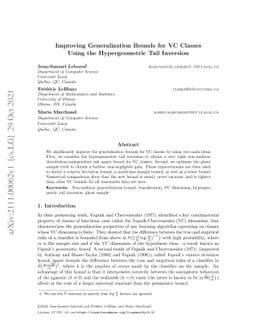 Improving Generalization Bounds for VC Classes Using the Hypergeometric
  Tail Inversion