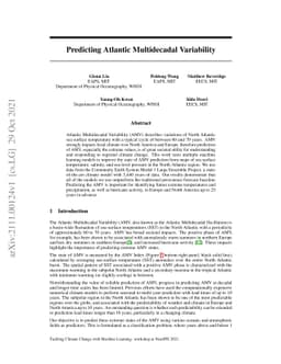 Predicting Atlantic Multidecadal Variability