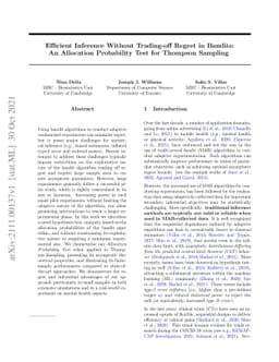 Efficient Inference Without Trading-off Regret in Bandits: An Allocation
  Probability Test for Thompson Sampling