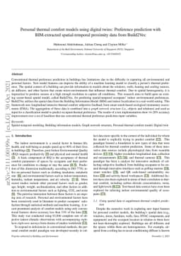 Personal thermal comfort models using digital twins: Preference
  prediction with BIM-extracted spatial-temporal proximity data from Build2Vec
