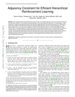 Adjacency constraint for efficient hierarchical reinforcement learning