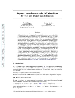 Equinox: neural networks in JAX via callable PyTrees and filtered
  transformations