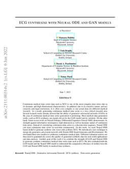ECG synthesis with Neural ODE and GAN models