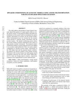 Speaker conditioning of acoustic models using affine transformation for
  multi-speaker speech recognition