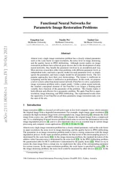 Functional Neural Networks for Parametric Image Restoration Problems