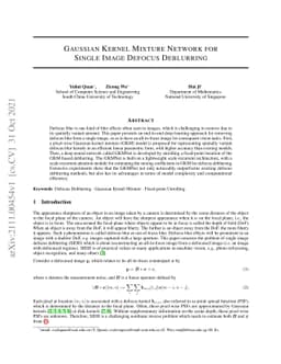 Gaussian Kernel Mixture Network for Single Image Defocus Deblurring