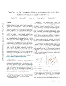 FastCover: An Unsupervised Learning Framework for Multi-Hop Influence
  Maximization in Social Networks