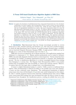 A Tensor SVD-based Classification Algorithm Applied to fMRI Data