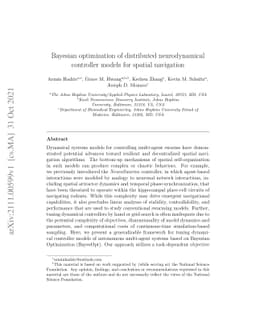 Bayesian optimization of distributed neurodynamical controller models
  for spatial navigation