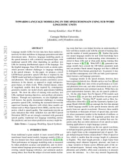Towards Language Modelling in the Speech Domain Using Sub-word
  Linguistic Units