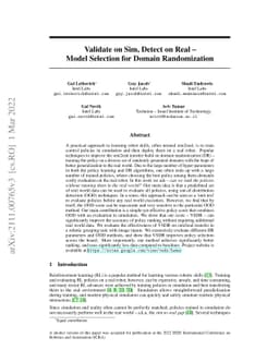 Validate on Sim, Detect on Real -- Model Selection for Domain
  Randomization