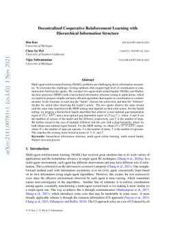 Decentralized Cooperative Reinforcement Learning with Hierarchical
  Information Structure
