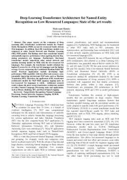 Deep Learning Transformer Architecture for Named Entity Recognition on
  Low Resourced Languages: State of the art results