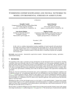 Combining expert knowledge and neural networks to model environmental
  stresses in agriculture