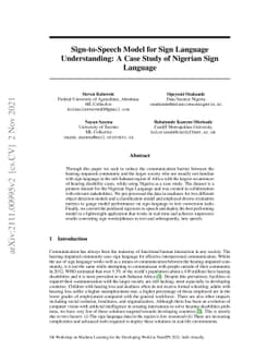 Sign-to-Speech Model for Sign Language Understanding: A Case Study of
  Nigerian Sign Language