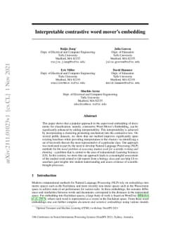 Interpretable contrastive word mover's embedding