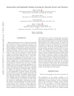 Interpretable and Explainable Machine Learning for Materials Science and
  Chemistry