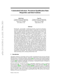 Unintended Selection: Persistent Qualification Rate Disparities and
  Interventions