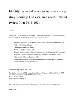 Identifying causal relations in tweets using deep learning: Use case on
  diabetes-related tweets from 2017-2021