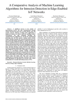 A Comparative Analysis of Machine Learning Algorithms for Intrusion
  Detection in Edge-Enabled IoT Networks