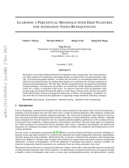 Learning a perceptual manifold with deep features for animation video
  resequencing