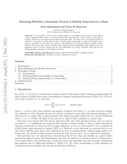 Detecting Whether a Stochastic Process is Finitely Expressed in a Basis