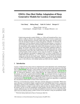 OSOA: One-Shot Online Adaptation of Deep Generative Models for Lossless
  Compression