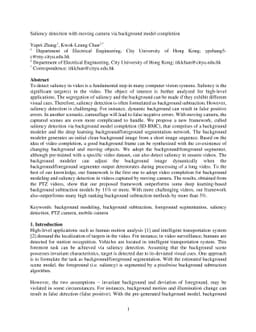 Saliency detection with moving camera via background model completion