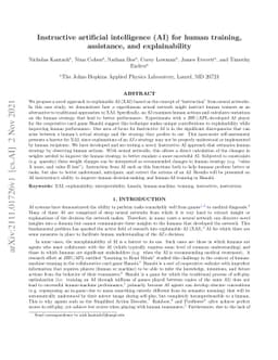 Instructive artificial intelligence (AI) for human training, assistance,
  and explainability