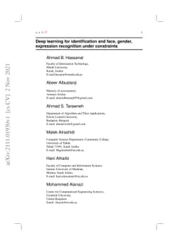 Deep learning for identification and face, gender, expression
  recognition under constraints