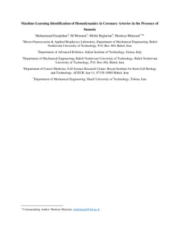 Machine-Learning Identification of Hemodynamics in Coronary Arteries in
  the Presence of Stenosis