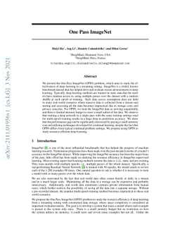One Pass ImageNet