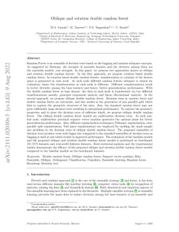 Oblique and rotation double random forest