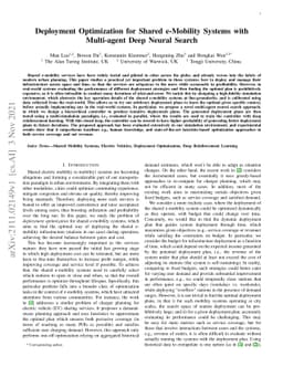 Deployment Optimization for Shared e-Mobility Systems with Multi-agent
  Deep Neural Search