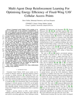 Multi-Agent Deep Reinforcement Learning For Optimising Energy Efficiency
  of Fixed-Wing UAV Cellular Access Points