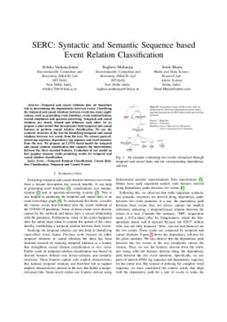 SERC: Syntactic and Semantic Sequence based Event Relation
  Classification