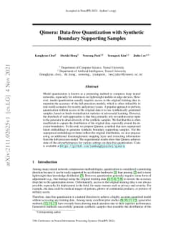 Qimera: Data-free Quantization with Synthetic Boundary Supporting
  Samples